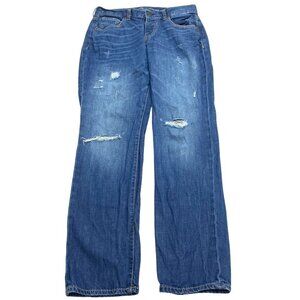 Old Navy Boyfriend Distressed Button Fly Women's size 4 Dark Blue Denim Jeans